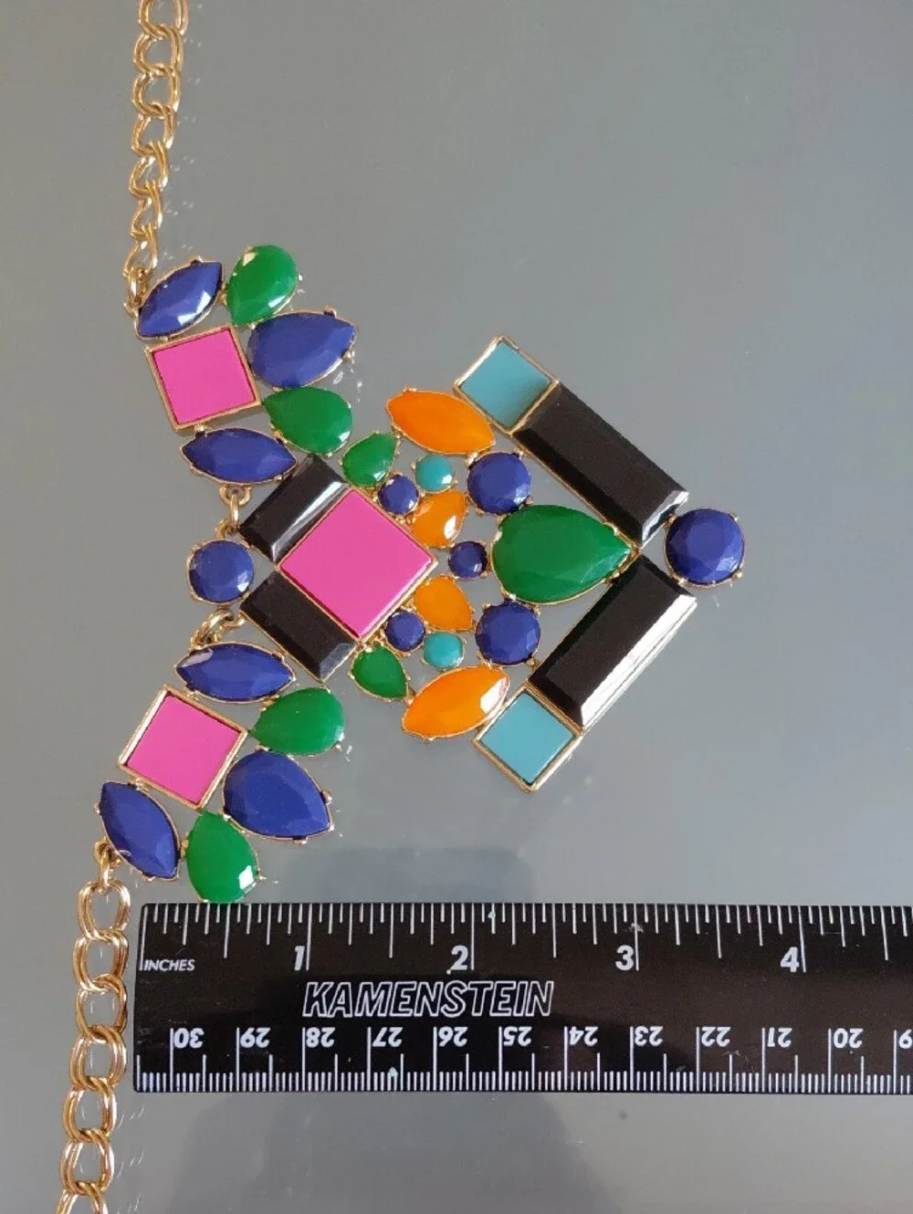Kate Spade New York Colorblock Statement Necklace Gold Tone Multicolor Geometric